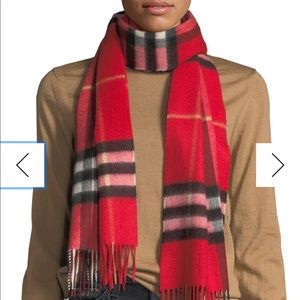 Burberry Giant Check Cashmere Scarf - Parade Red